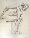 LUDOLF VERWORNER, Seated Female Nude, black chalk